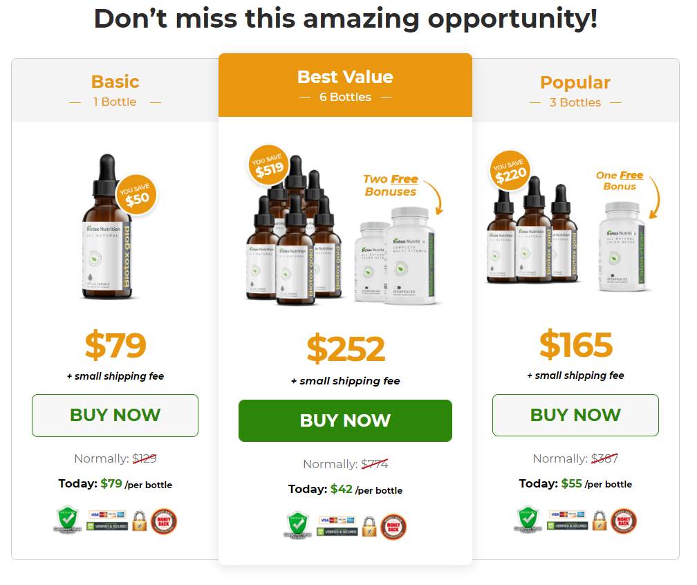 Biotox Gold best pricing and free Bonuses